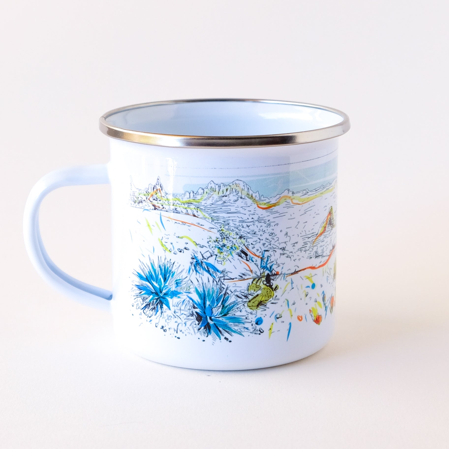 Hand-Printed Enamel Mug (Desert Bloom) - Coffee Confessionals