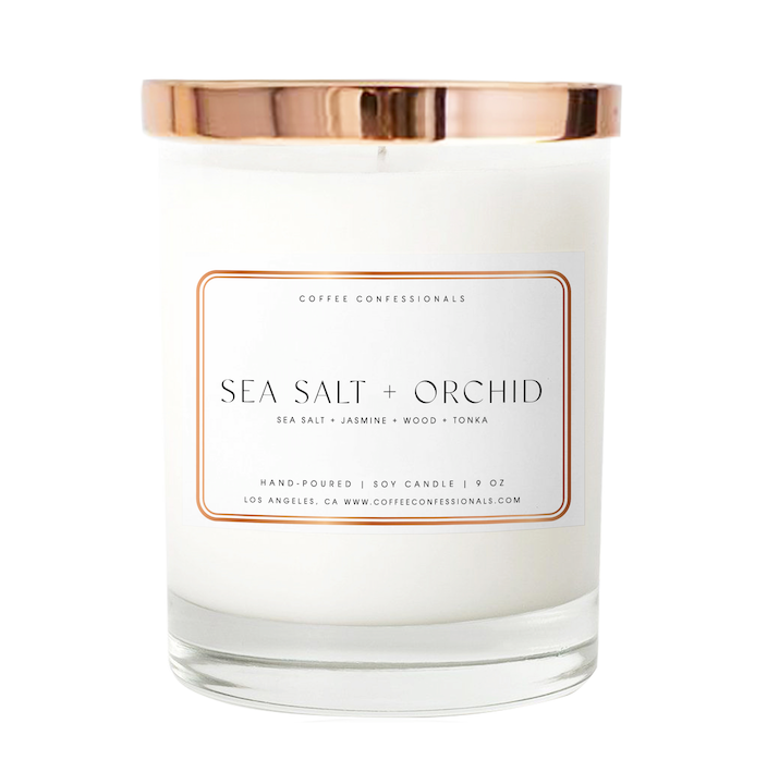 Sea Salt and Orchid Candle - Coffee Confessionals